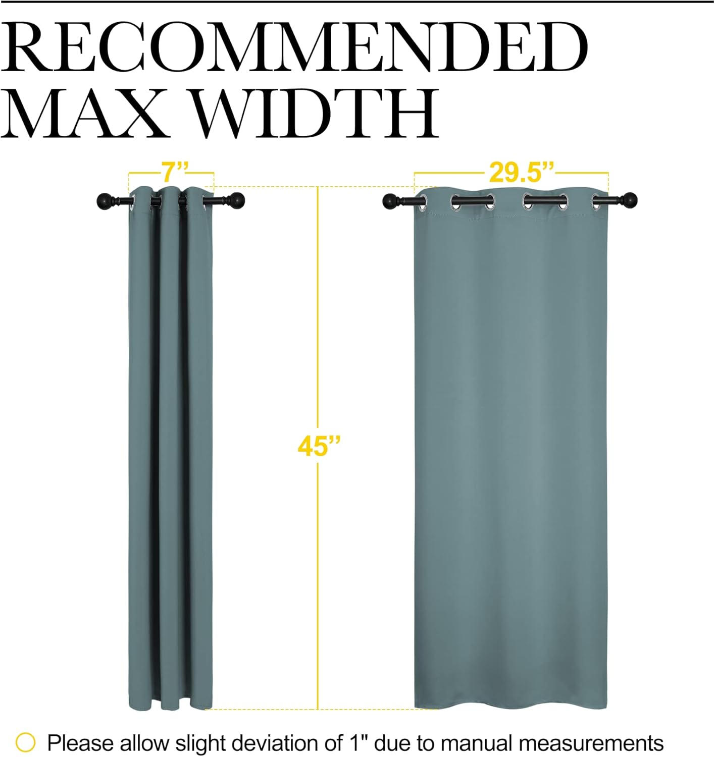 NICETOWN Blackout Curtains - Noise Reducing & Thermal Insulated Drape Panels for Small Windows | Greyish Blue, 2 Panels (W34 x L45-Inch)