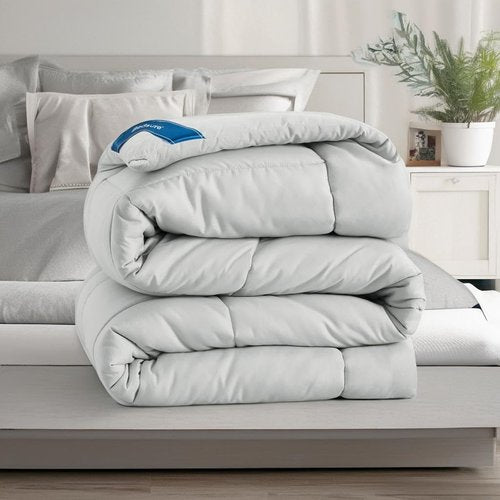 Bedsure Comforter Duvet Insert - Oversized Queen All-Season Quilted Bedding, GentleSoft Down Alternative, Light Grey 98 x 98 Inches