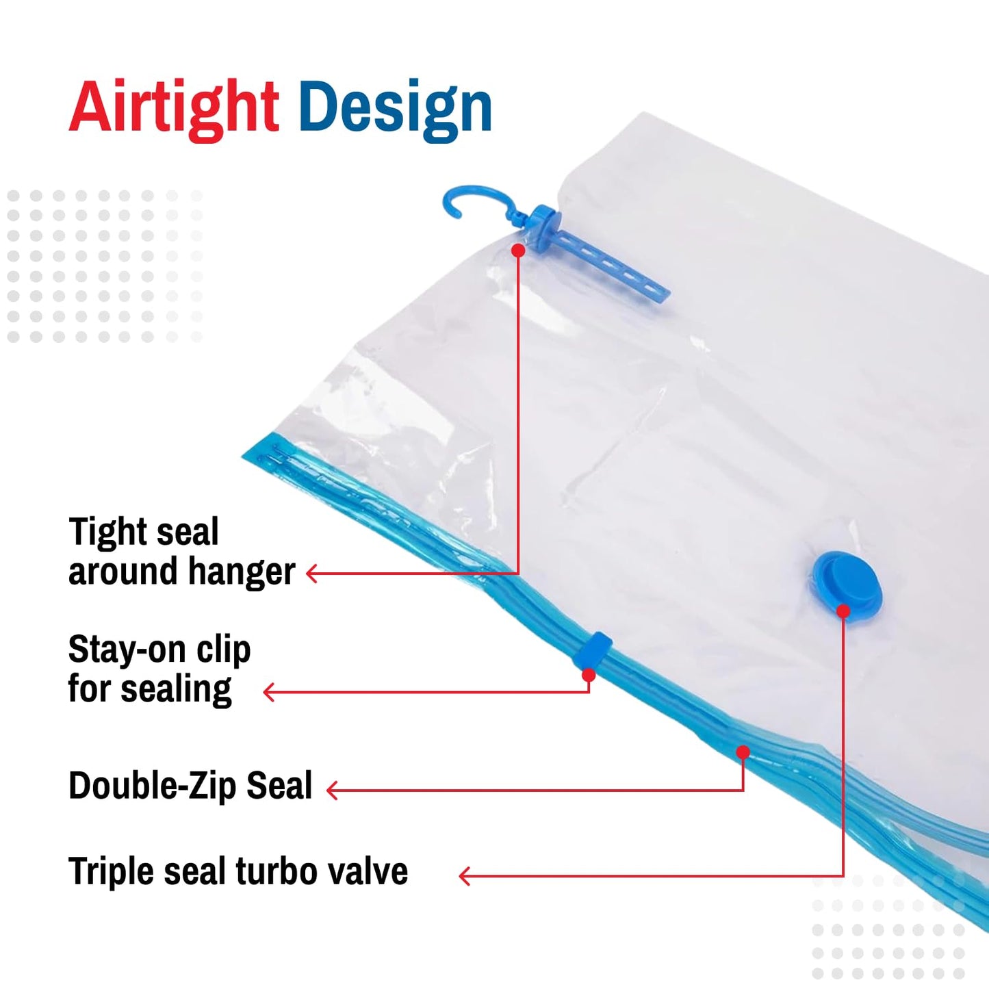 Spacesaver Hanging Vacuum Storage Bags (Pack of 4) - Vacuum Sealer Bags, Closet Organizer, Sealed Storage, Space Bag - Blanket, Bedding, Garment, Clothing, Dress, Suit, Long Coat, Jacket