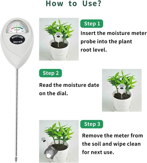 Censinda Soil Moisture Meter - Accurate Hygrometer for Indoor & Outdoor Plant Care | No Battery Needed, White