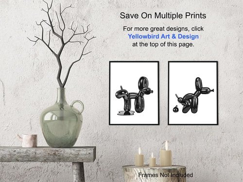 **Regine Switzerland Balloon Dog Bathroom Decor Set - Cute Y2K Black Art for Kids' Restroom**