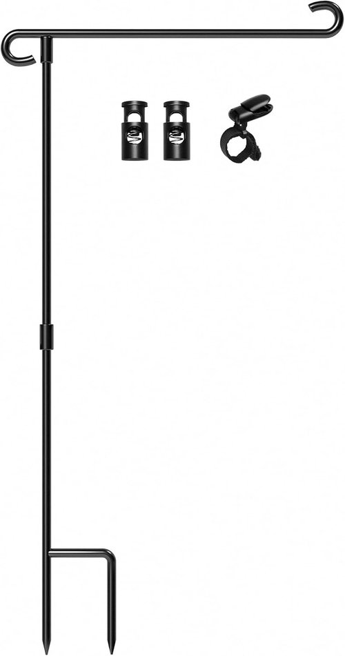 HOOSUN Garden Flag Stand - Wrought Iron Holder for 12.5x18 Inch Flags | Perfect for 4th of July Decor
