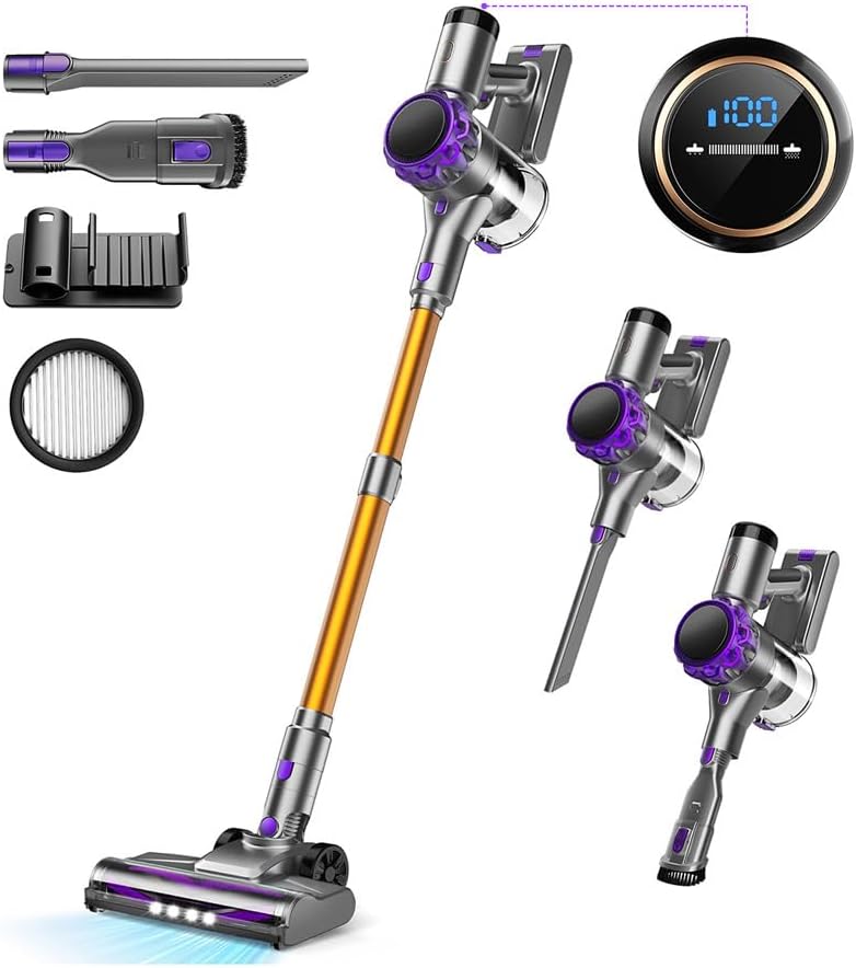 UML0 S3P Cordless Vacuum Cleaner - 45kPa Powerful Suction for Pet Hair | 55-Min Runtime, Self-Standing Design