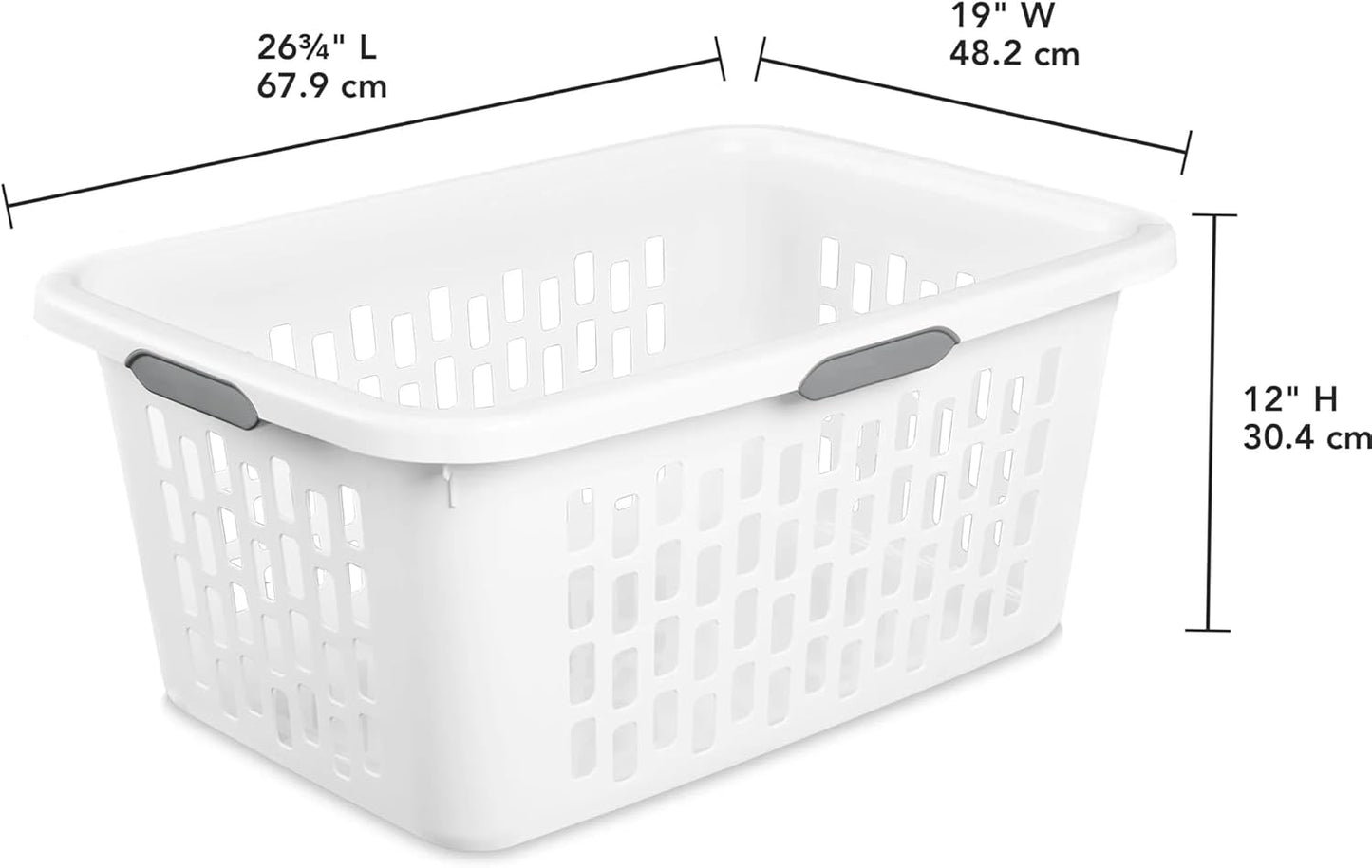 Large Plastic Laundry Basket by [Brand Name] - 2 Bushel Capacity, Durable & Collapsible, White