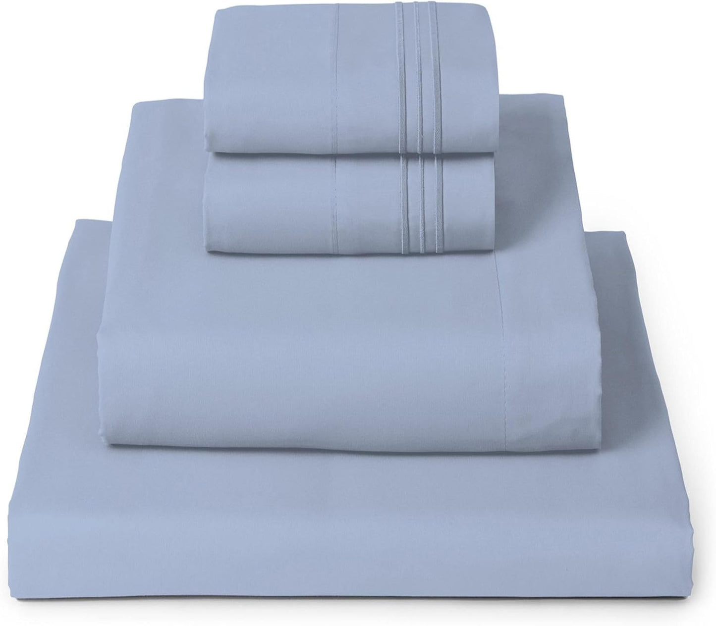 Mellanni King Sheets Set - Luxury 4 PC Bedding Collection | Extra Soft, Cooling, Wrinkle Resistant (Sky Blue)