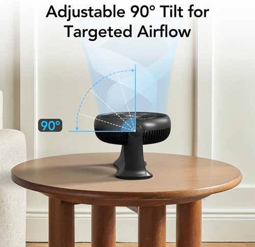 EZ-CHILL High Velocity Tabletop Air Circulator Fan - Quiet 3-Speed Personal Fan | 90-Degree Tilt, Black