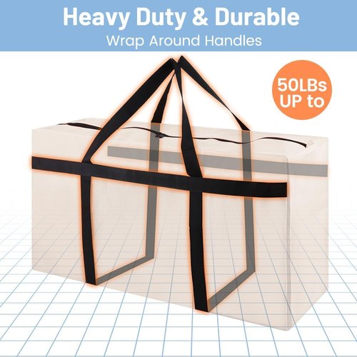 CIVJET Heavy-Duty Extra Large Moving Bags - 6 Pack with Reinforced Zippers & Handles | Clear Storage Totes for Clothes & Camping Essentials
