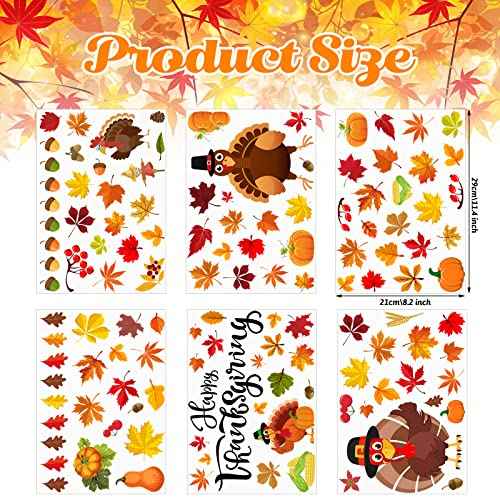Eersida 142 Pcs Thanksgiving Fall Wall Decals Thanksgiving Turkey Wall Decals Autumn Leaves Decoration Turkey Stickers Maple Leaves Window Decor for Home Window Living Room Bedroom (Autumn Style)