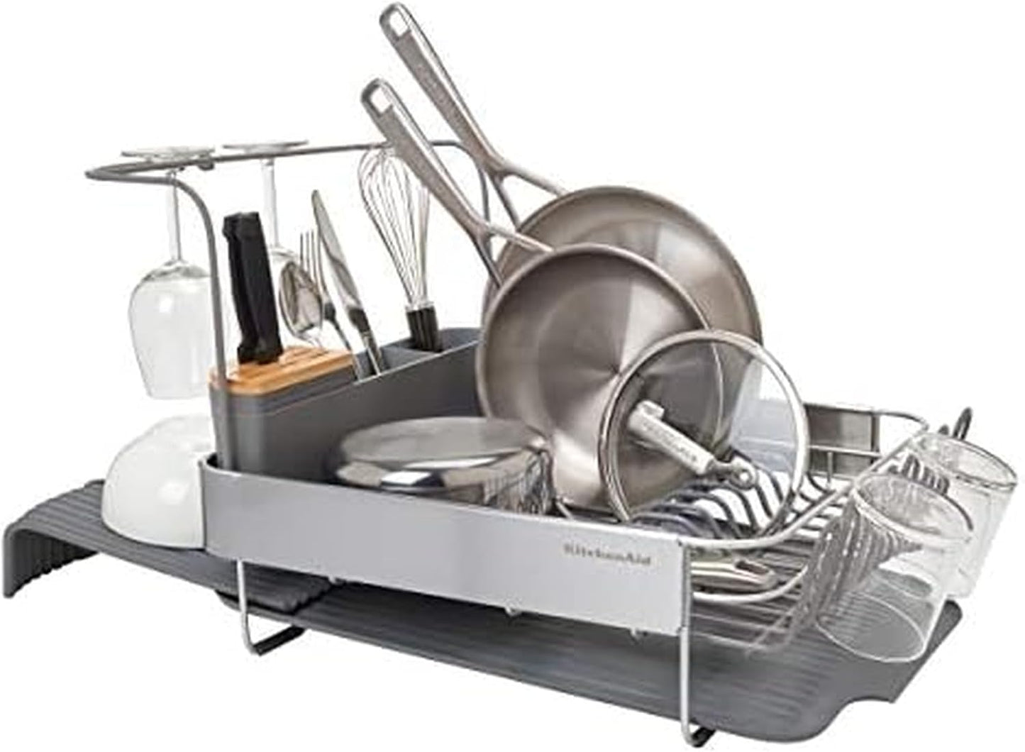 KitchenAid Dish Rack - Expandable, Rust Resistant, Self-Draining Design | 24-Inch, Charcoal Color