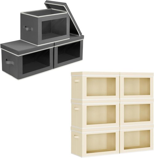 Homsorout Storage Bins with Lids - Collapsible Fabric Organizers for Clothes, Towels & Books | 3 Pack & 6 Pack