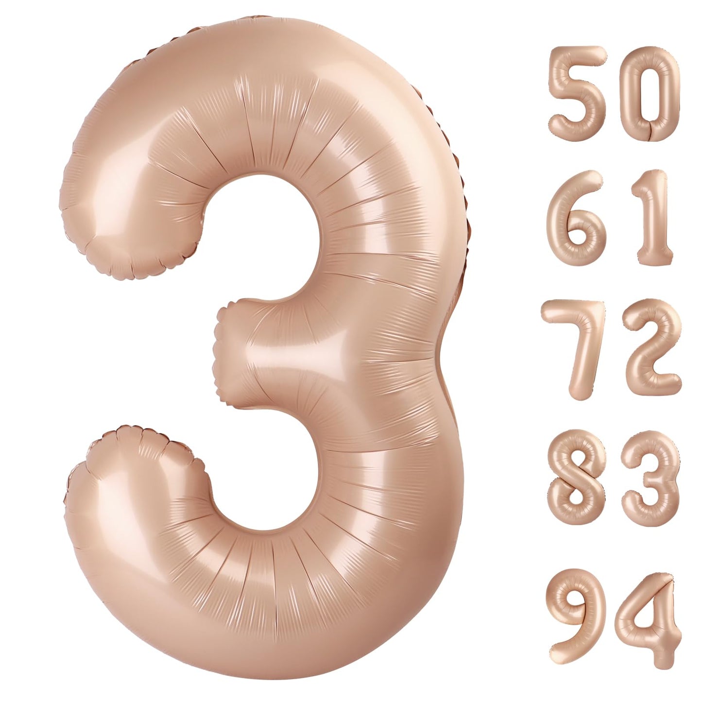 Light Brown 3 Balloon, Tan Number Balloons 40 Inch, Beige 3rd Birthday Decorations for Kids Girls Boys, Men Women Sandy Brown Party Supplies for Party Decorations, Khaki Number 3 Balloon
