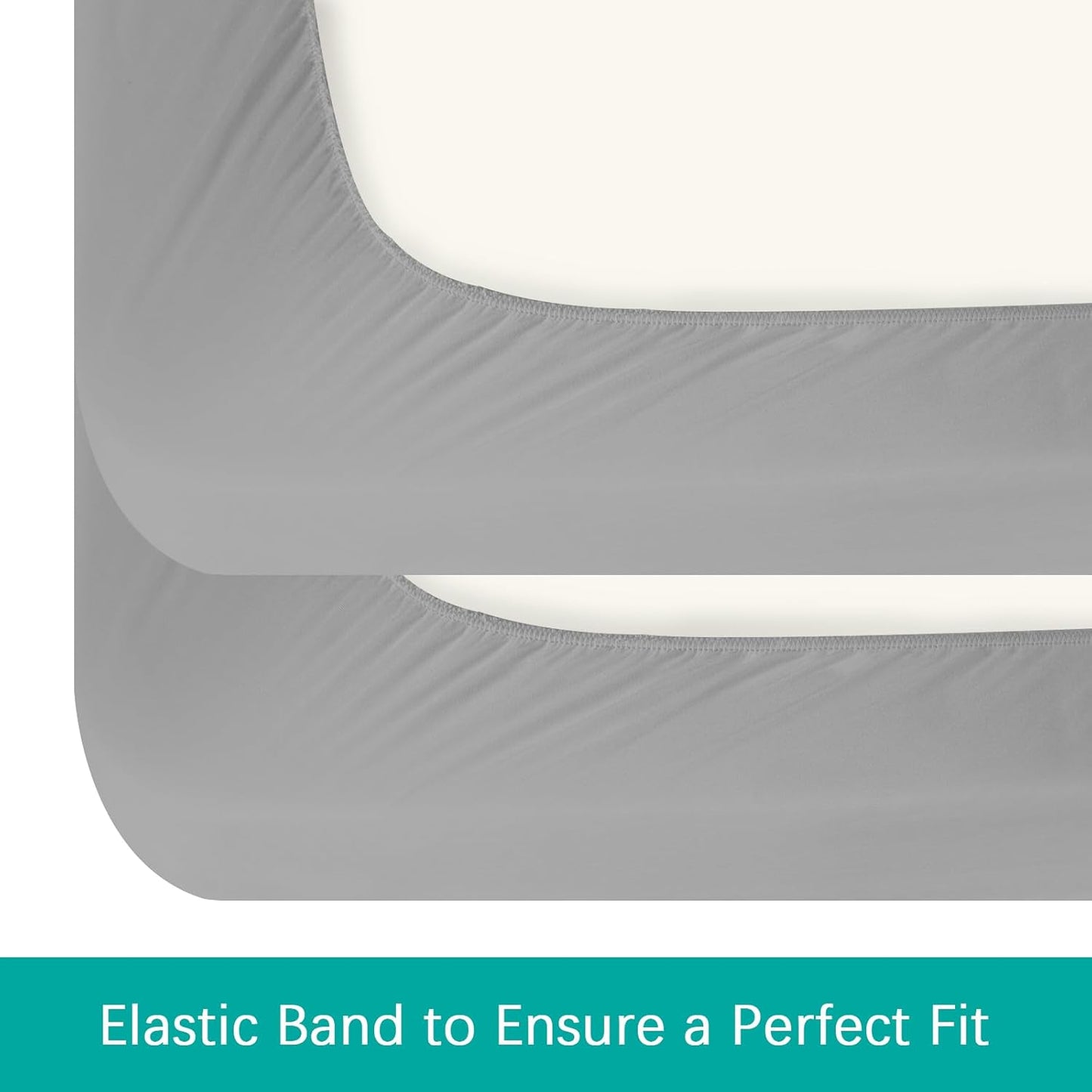 Skiennix Waterproof Crib Sheets - Ultra Soft & Breathable Toddler Mattress Protectors | 2 Pack, Grey