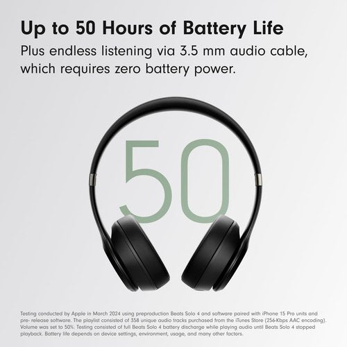 Beats Solo 4 - Wireless Bluetooth Headphones with 50-Hour Battery Life | Ultra-Lightweight Comfort - Matte Black