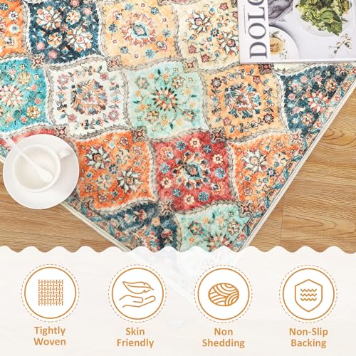 8x10 Cream Moroccan Trellis Washable Area Rug - Vintage Pattern, Non-Slip, Pet Friendly