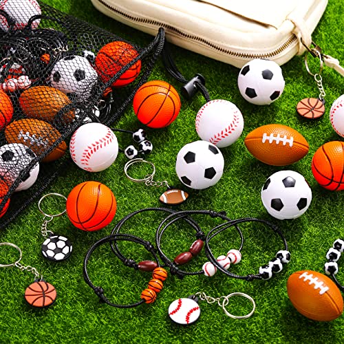 Sports Party Favors Set - Multiple Ball Bracelets Keychains Stress Balls - Multiple Ball Variation