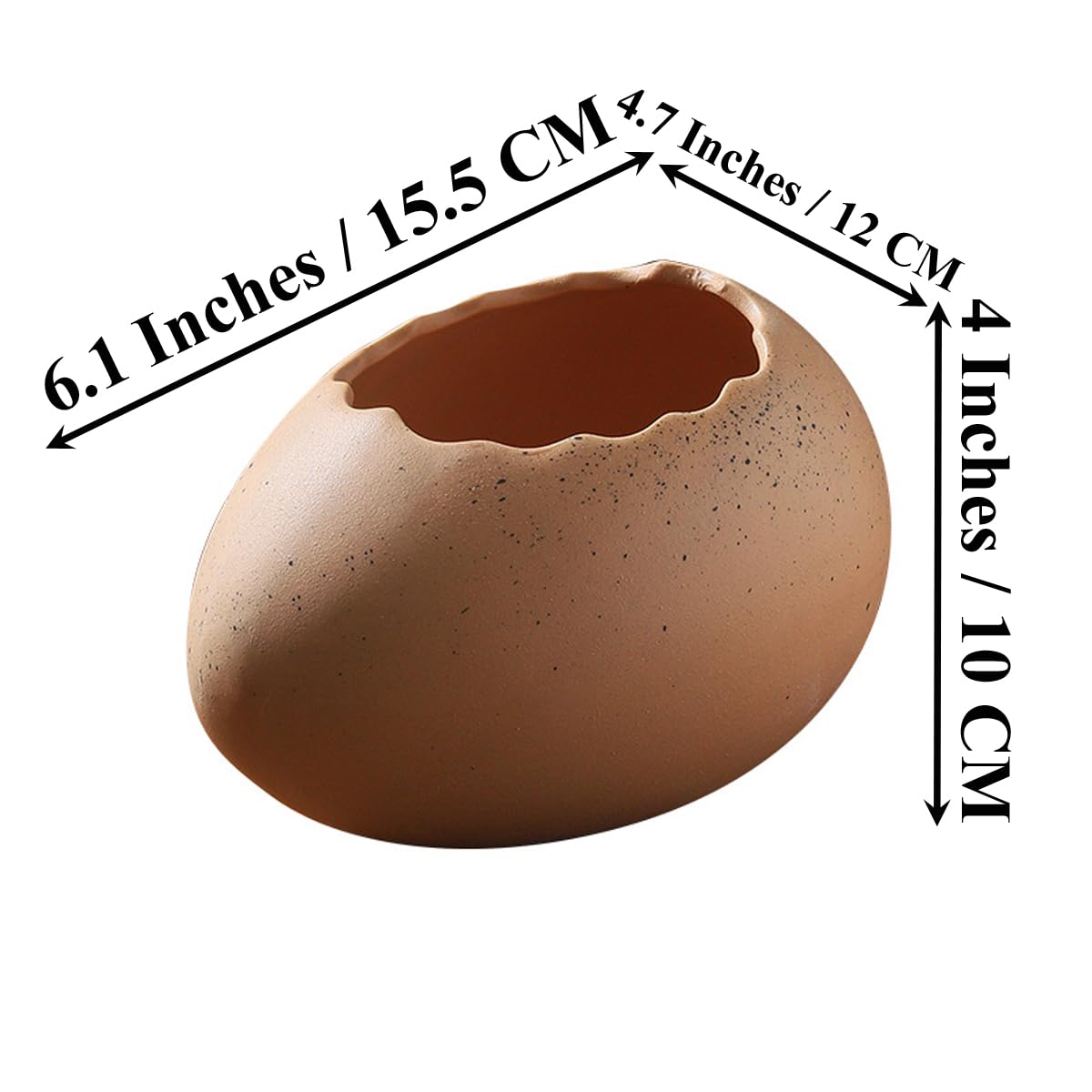ROSE CREATE 6" Porcelain Brown Egg Easter Dessert Bowl, Big Ceramic Ostrich Egg Snack Appetizer Trays Set, Dessert Serving Dishes, Snack Platter