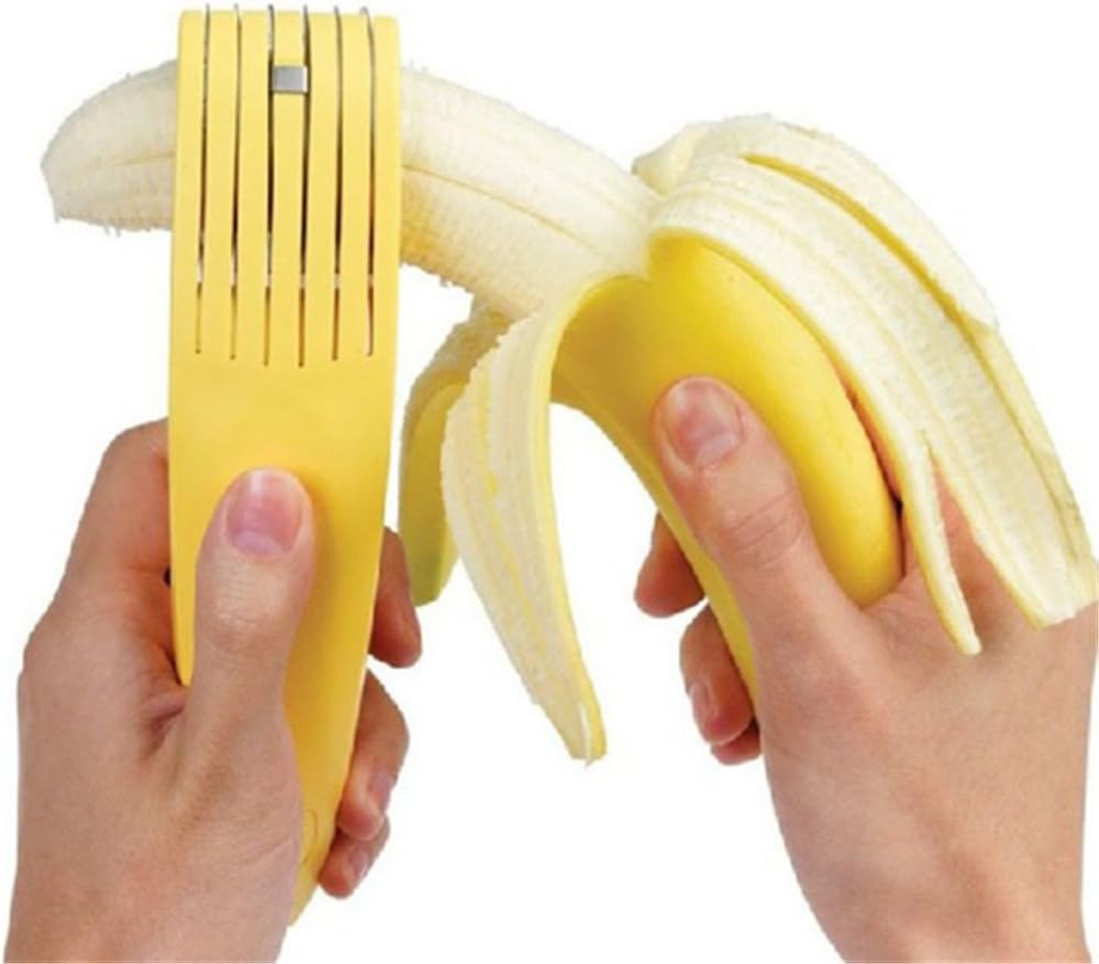 Skiennix Stainless Steel Banana Chopper - Creative Fruit Cutter & Vegetable Peeler | Yellow