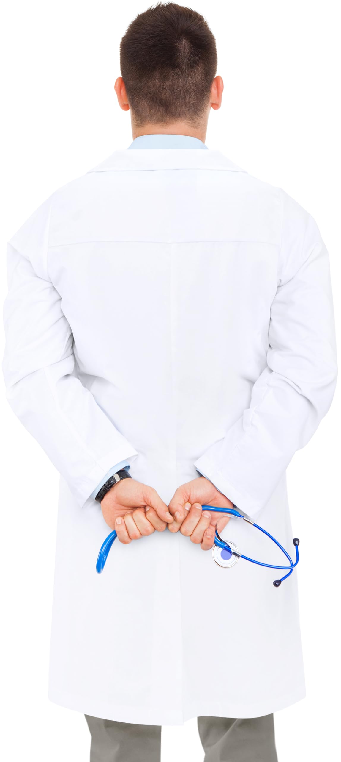 NY Threads Professional Lab Coat for Men Long Sleeve Poly Cotton Medical Coat 1 Pack, Medium, White