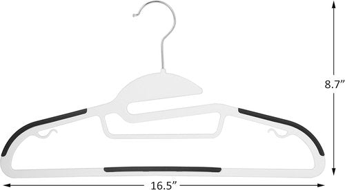 Finnhomy Heavy-Duty Plastic Hangers - Non-Slip Pads for Space-Saving Closet Organization | 50 Pack, White