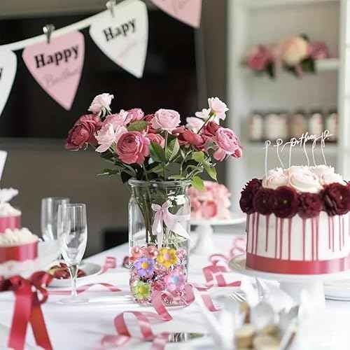 125Pcs Flower Vase Filler Artificial Floral Pearl for Floating Candle Faux Pastel Plastic Beads for DIY Fall Displays Vases Filler Wedding Centerpiece Christmas Decorations (Pastel)