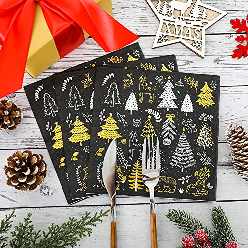 Christmas Paper Napkins 80 Pack 6.5 x 6.5 inch Disposable Holiday Party Tableware