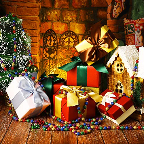 Eboot 2Pack 15ft Beaded Garland - Multicolor Glitter Christmas Tree Garlands