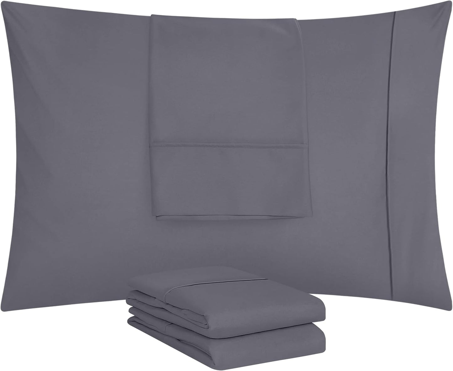 Utopia Bedding King Pillow Cases - Soft Brushed Microfiber - 4 Pack, 20 X 36 Inches | Fade Resistant, Grey