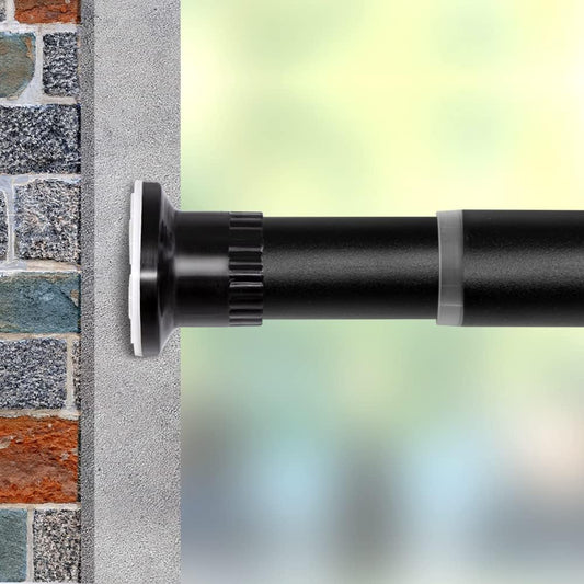 Vailge Curtain Tension Rod - Adjustable No-Drill Room Divider, 83-122 Inch, Black Finish