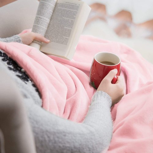 Bedsure GentleSoft Fleece Blanket - Cozy Pink Queen Size Plush Throw, Lightweight Microfiber 90x90 Inches