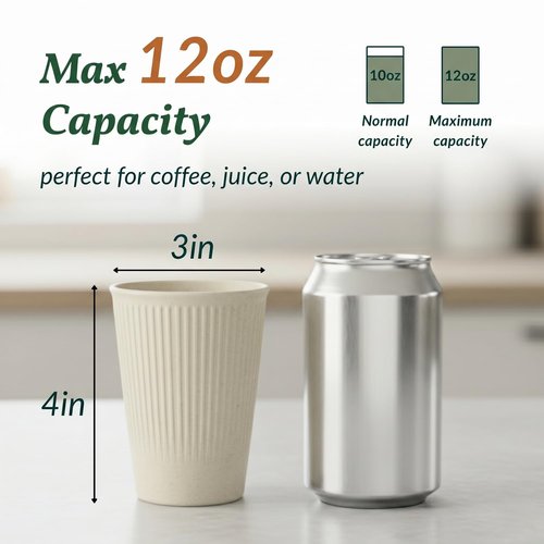 Homienly Drinking Glasses Wheat Straw cups,Unbreakable Alternative to 12oz Plastic Cups,Stackable and Lightweight Cups for Juice,Iced coffee-Colorful