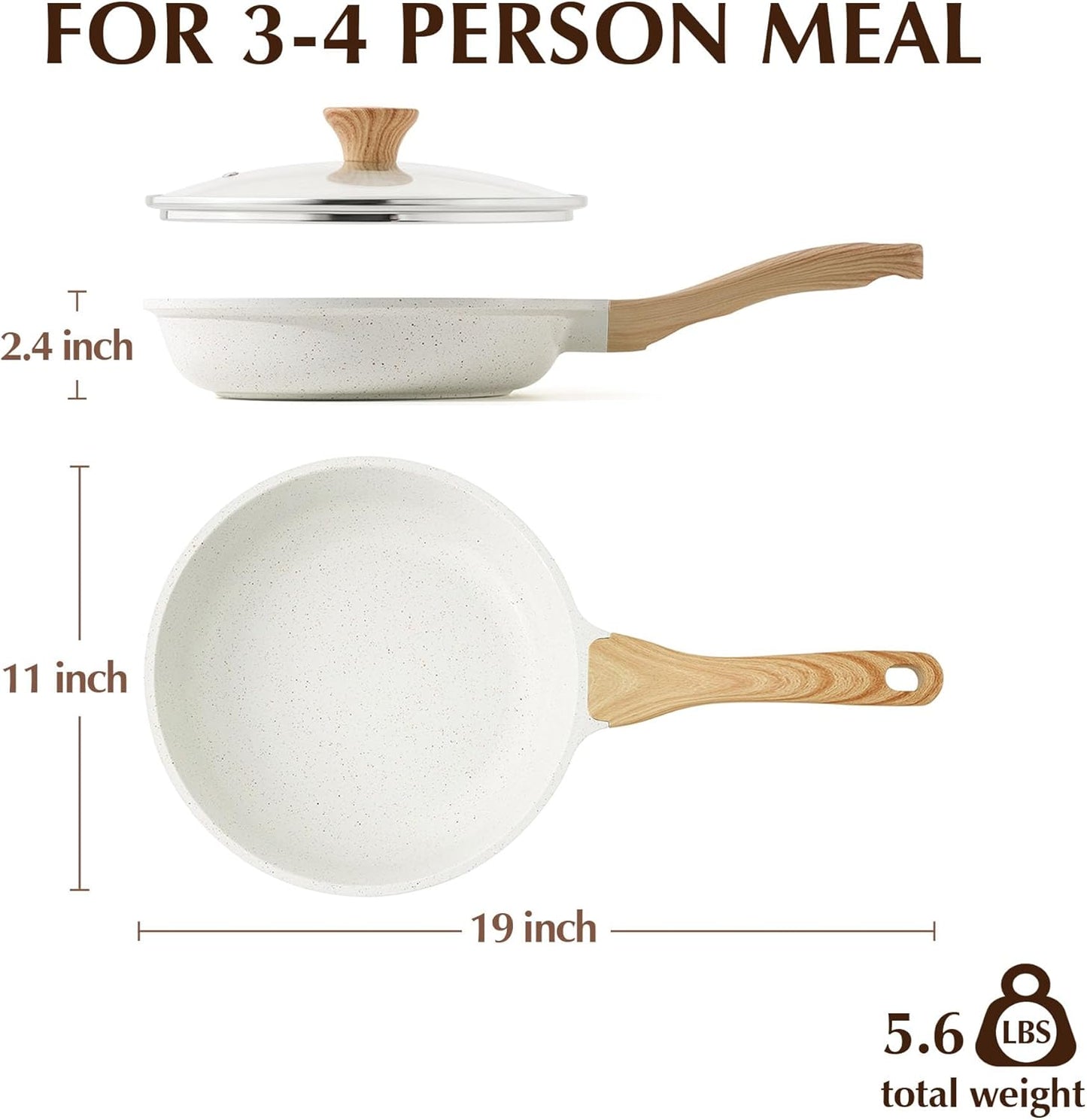 SENSARTE Nonstick Ceramic Frying Pan - 11 Inch Healthy Omelet Skillet with Lid & Induction Compatibility