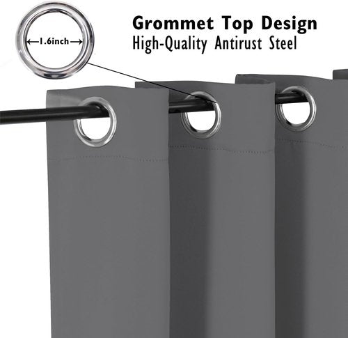 ChrisDowa Blackout Curtains - Thermal Insulated Room Darkening Panels, 72 Inches Long, Grey, 2-Panel Set