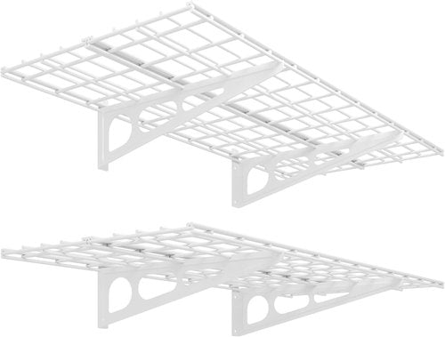 FLEXIMOUNTS Wall Shelf | 2-Pack 24"x48" Garage Storage Rack - Classic White Floating Shelves