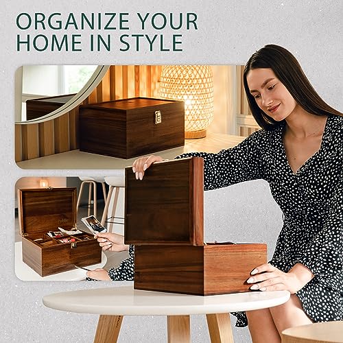 Public House Locking Wooden Keepsake Box 12 x 8.5 Inch Walnut - Customizable Wedding Memory Storage