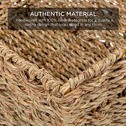 Natural Set of 4 Multipurpose Stackable Seagrass Storage Baskets - Handwoven Laundry Organizers