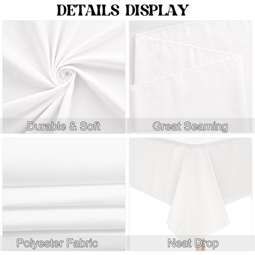 JALANCY 4 Pack Rectangle Tablecloth 60x102 Inch White Washable Polyester Table Cover for Wedding Dining Table Buffet Parties Banquet Decoration（White）