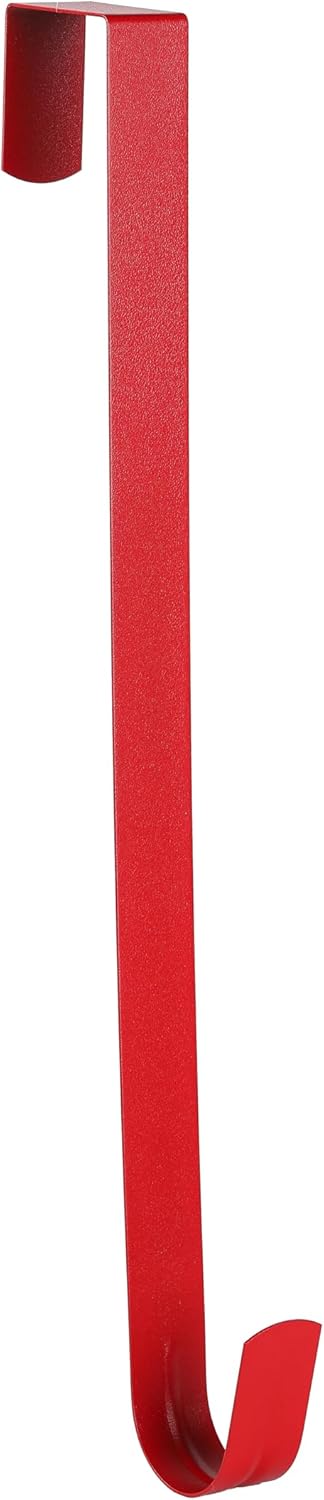 Sattiyrch 12" Wreath Hanger - Durable Steel Over The Door Hook for Front Door | Red Color