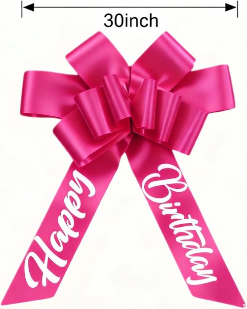 30 Inch Giant Rosy Car Bow - Extra Large Reusable Birthday Gift Bow with Secure Adhesive | Perfect for New Vehicle Decor