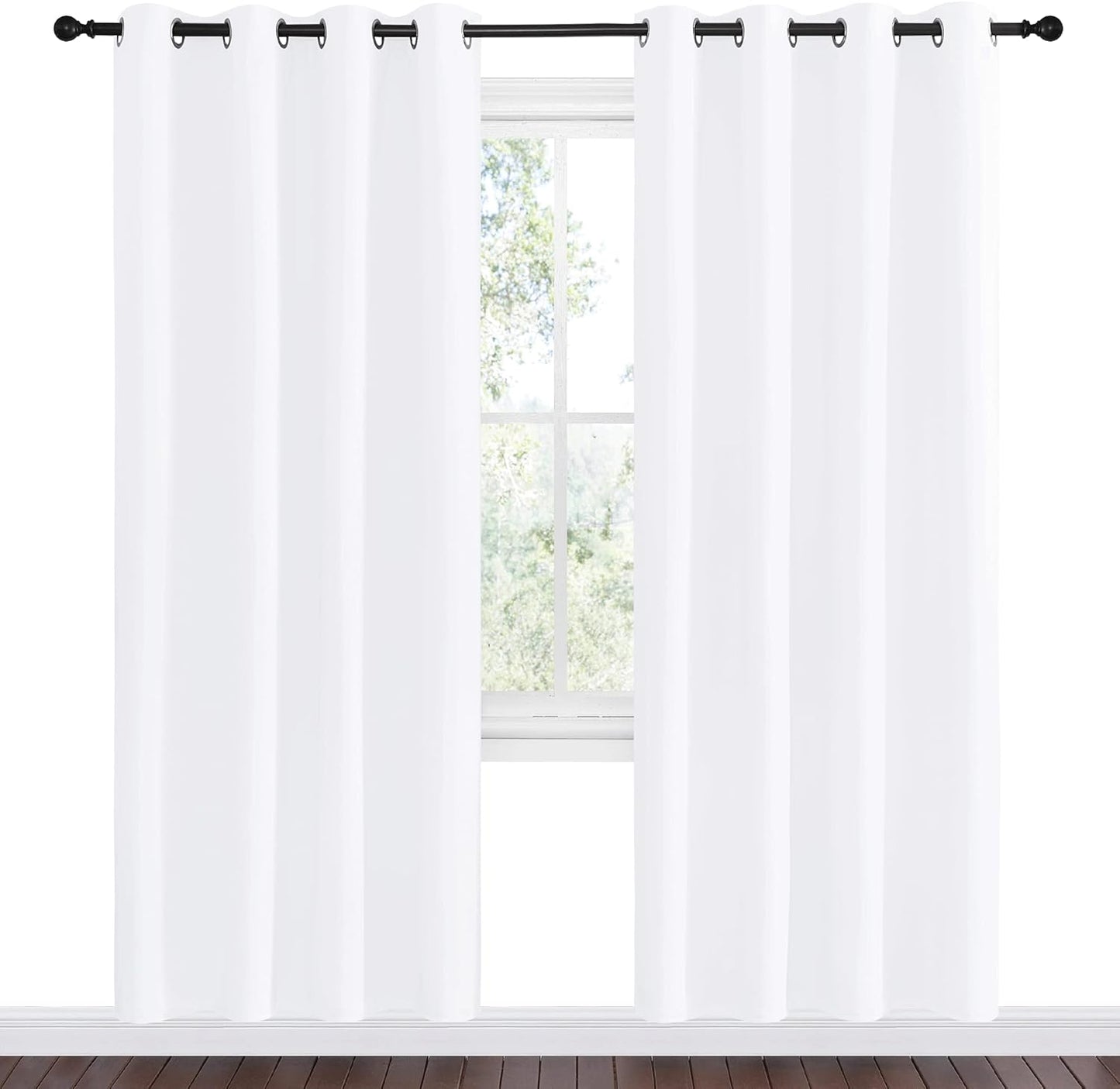 NICETOWN White Room Darkening Curtains - Energy Saving Grommet Top Drapes for Bedroom | Set of 2 Panels, 55x78 Inch