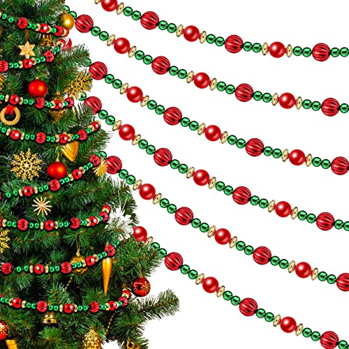 6 Pcs Bead Garland for Christmas Tree 9 Feet Red and Green