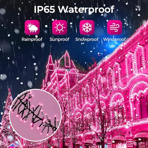 Twinkle Lights Battery Operated 100 LED Romantic String Lights 8 Modes Waterproof for Home, Garden, Party, Holiday, Christmas Tree Decoration (Pink & White)