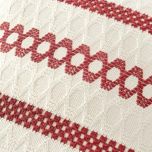 MIULEE 18x18 Red Boho Macrame Throw Pillow Covers Set of 2