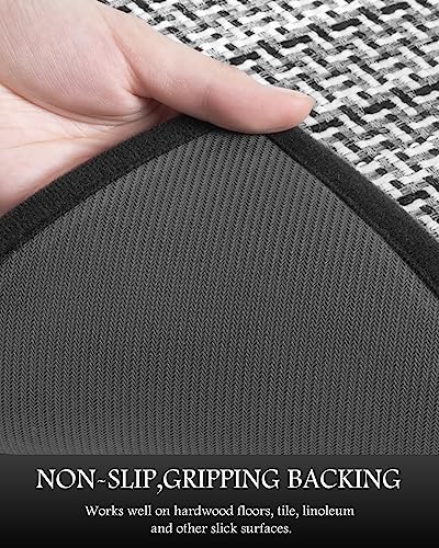 Extra Large Kitchen Runner Rug and Mat Set - 3 Pieces, Black - Non-Slip, Washable