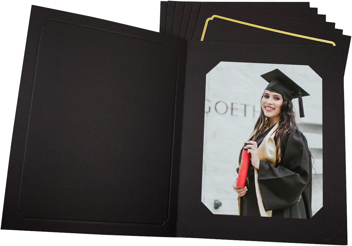 Golden State Art, Pack of 100, 6x8 or 8x10 Photo Folders, Cardboard Picture Frame, Paper Frame Cards, Greetings/Invitation Special Events: Graduation, Christmas, Wedding(Ivory)