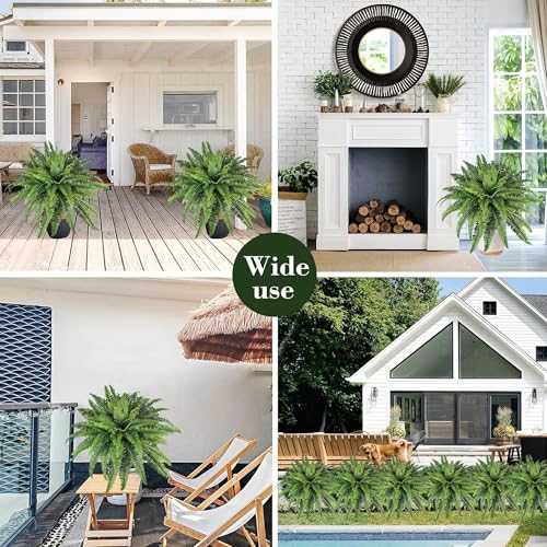 Large Artificial Ferns for Outdoors & Indoors - 45 Inch Fake Ferns with 55 Fronds