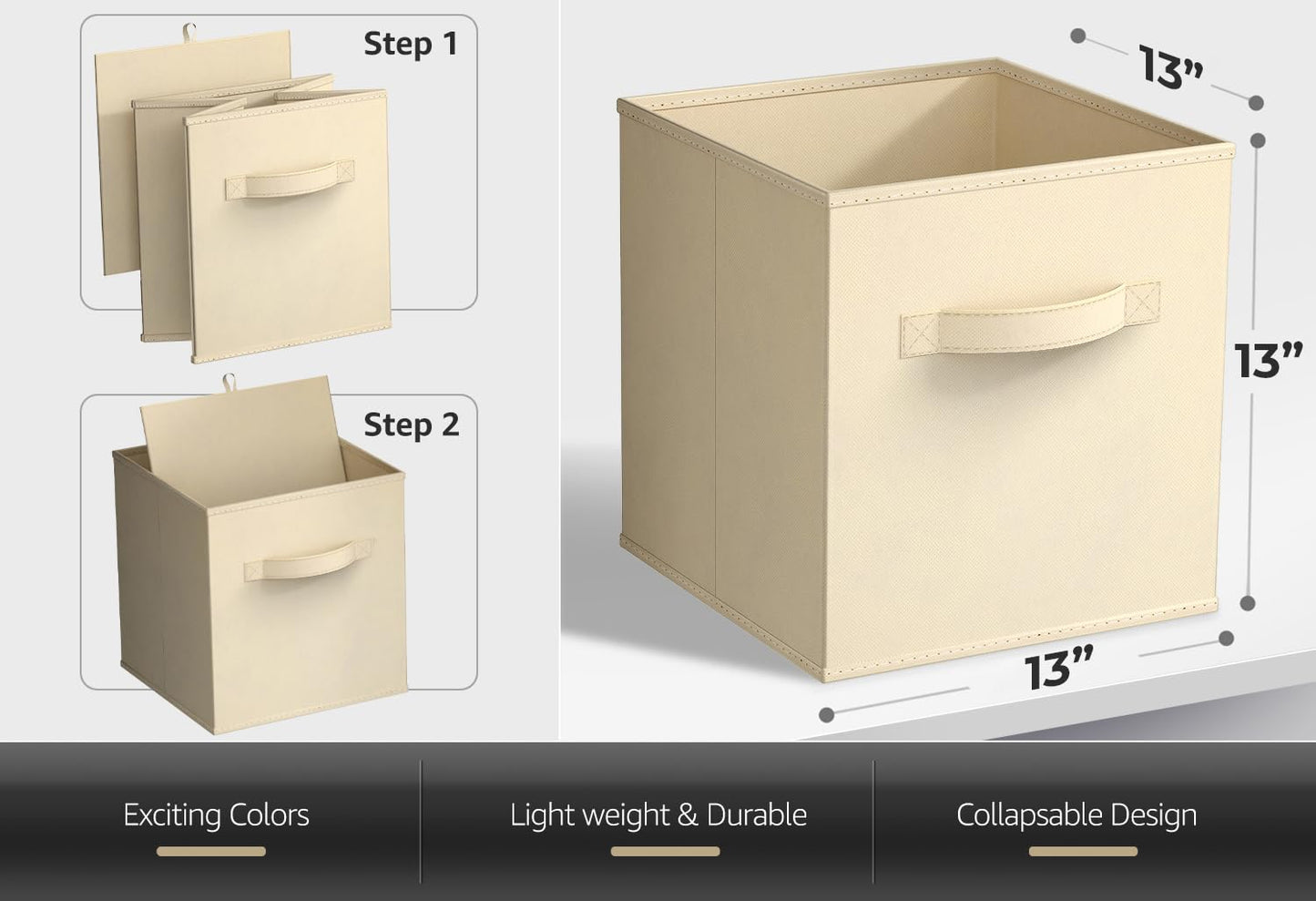 Sorbus Fabric Storage Cubes - 6 Foldable Storage Bins for Organizing Pantry, Cubbies, Toy Box - Clothes Storage & Closet Organizer - 13 Inch Collapsible Cube Baskets for Shelves with Handle