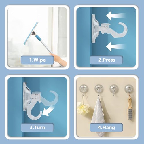 CozyBlue Heavy-Duty Suction Cup Hooks - Waterproof & Reusable for Bathroom, Kitchen, Glass Door | 2 Pack