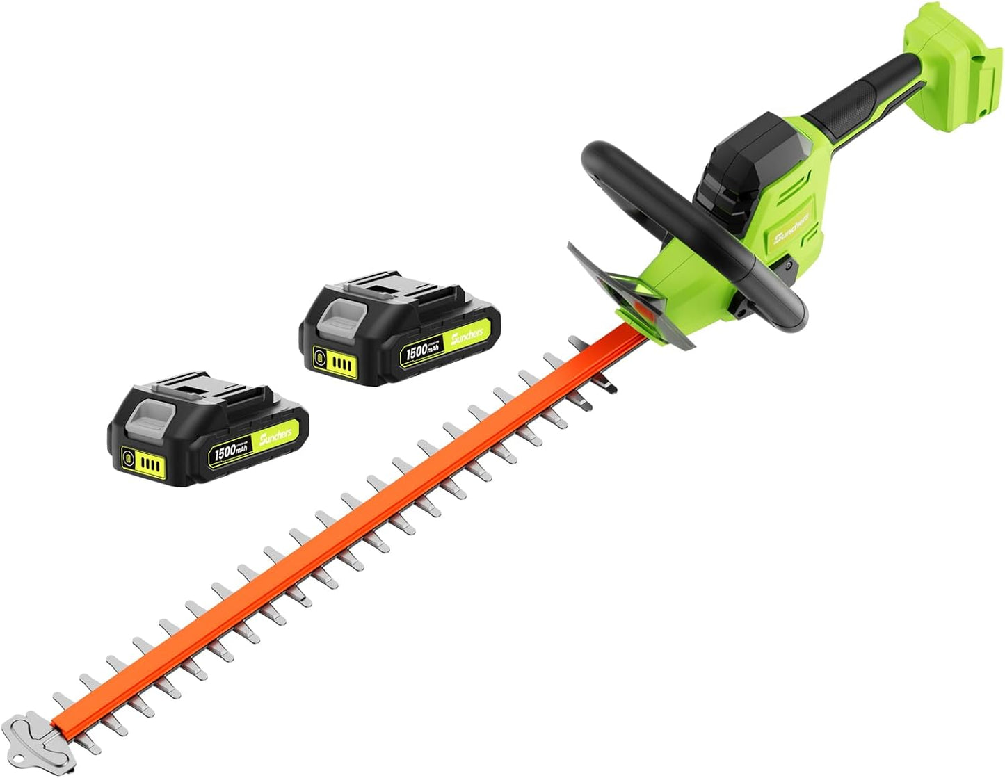 SUNCHERS 20V Max Hedge Trimmer - 22 Inch Cordless Electric Pruner with 2 Batteries & Charger | Lightweight Garden Tool