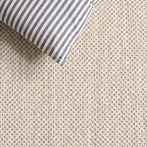 Natural Fiber Runner Rug 2'6 x 10' Marble & Beige Textured Sisal, Coastal Style