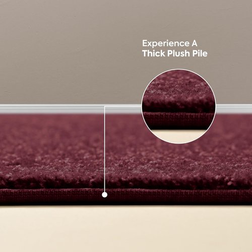 Bright House Solid Color Area Rugs Cranberry - 27'' x 54'' Half Round, Indoor, Stain & Fade Resistant, Perfect for Living Room, Bedroom, Dining Room, Entryway, Doorway, Wedding, Made in USA